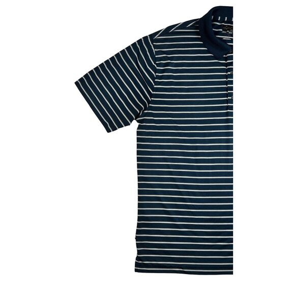 GREG NORMAN Shirt Men's Short Sleeve Striped Embroidered Polo Blue XL - Picture 3 of 10